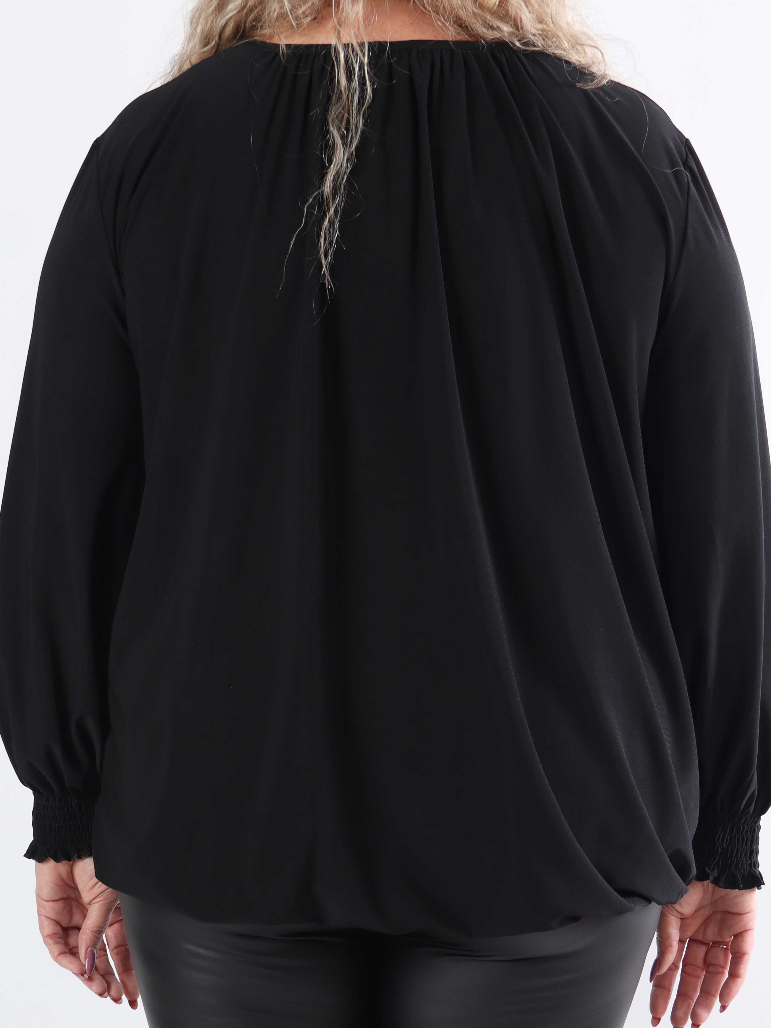 Miracle Plain Shirt L/S - Elastisk plus size-blus med långa ärmar